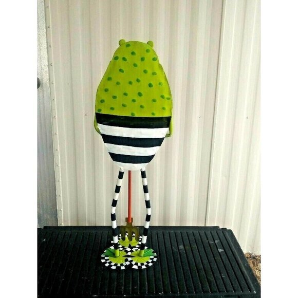 Garden frog sculpture 30" VTG Metal Lawn Yard Figurine hand-painted whimsical - Picture 2 of 12